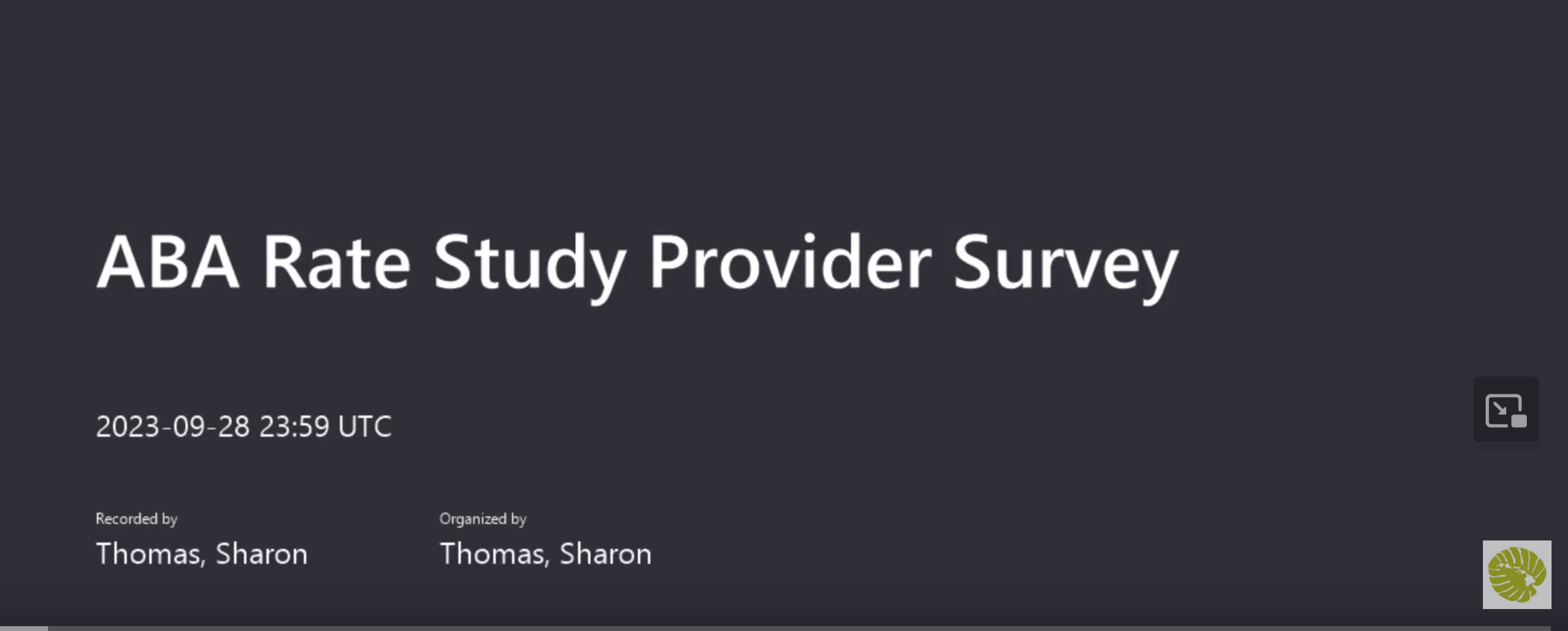 ABA Rate Study Provider Survey 